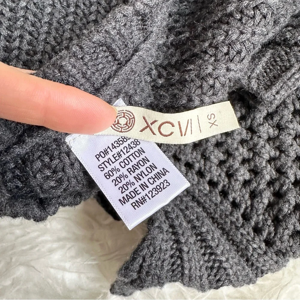 XCVI Chunky Knit Hi Low Cotton Sweater Vest sleeveless grey